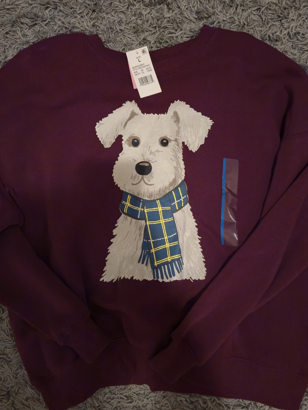 Unknown Brand Women's Purple Dog Graphic Sweatshirt with Scarf Design